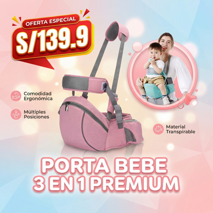 PORTA BEBE DE CADERA PREMIUM 3 EN 1